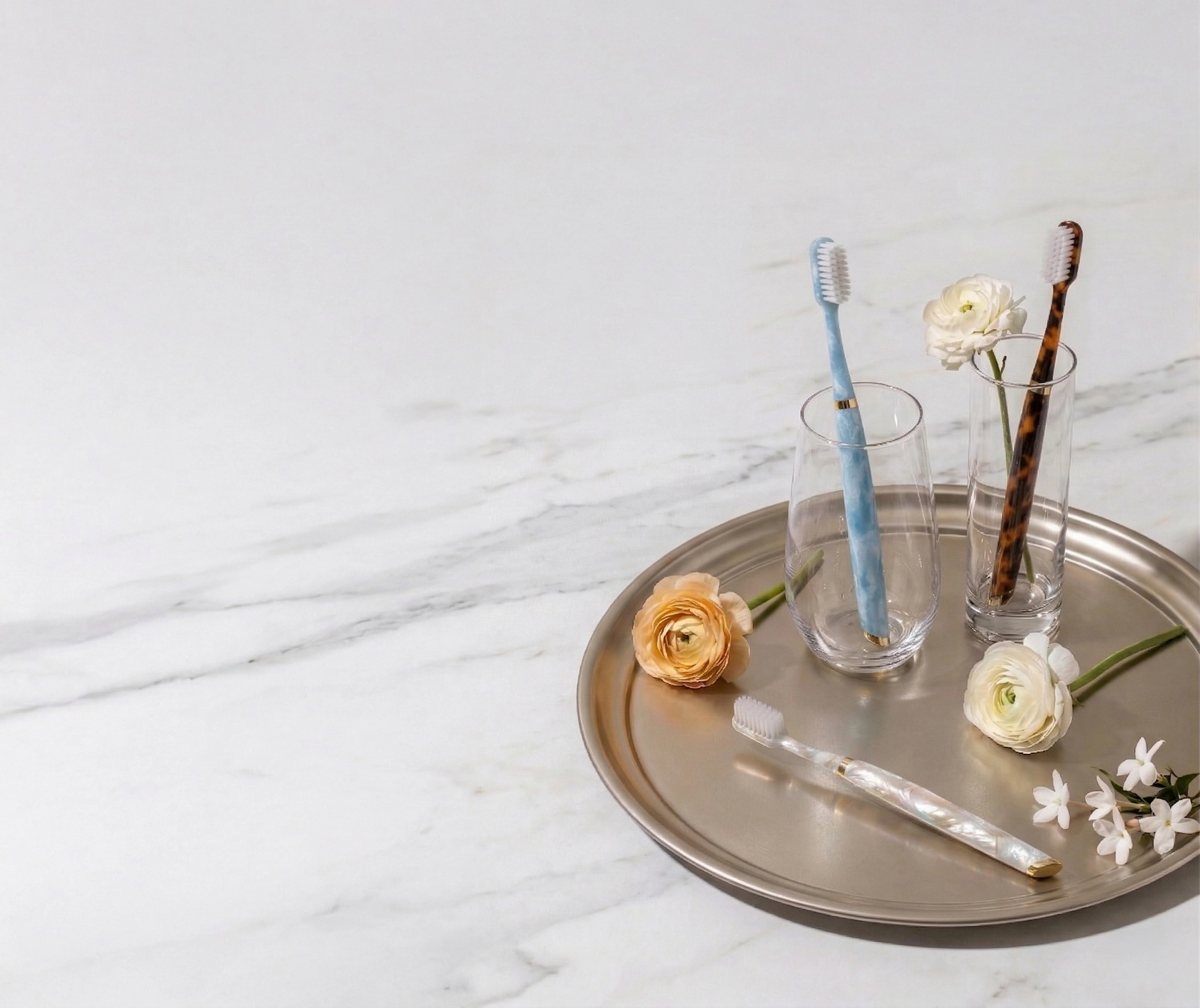 Luxury gold-detailed toothbrush